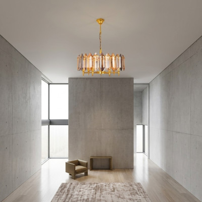 Lustre suspendu moderne Luminaire de plafond Salon Lampe de plafond Lampe dorée