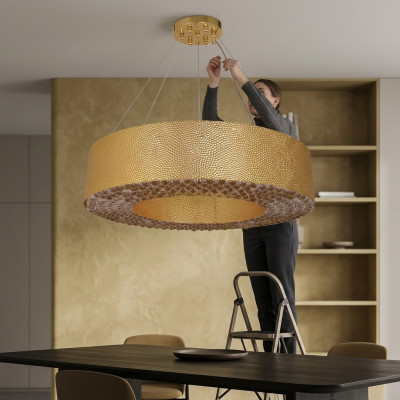 Lustre moderne doré Éclairage du salon Plafonnier Lampe