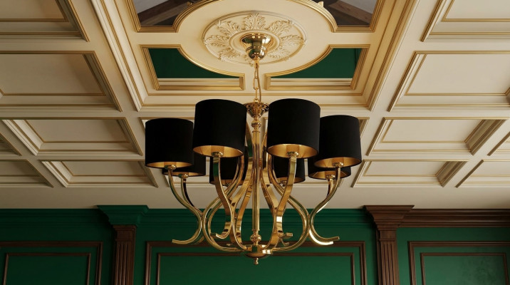 Lampe de plafond Salon Plafonnier Luminaire avec abat-jour noirs Lampe