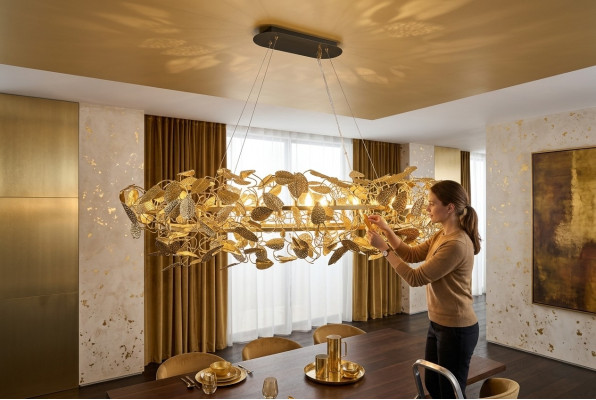 Lampe de plafond en or Lampe suspendue de salon Lampe de plafond Matériau en bronze