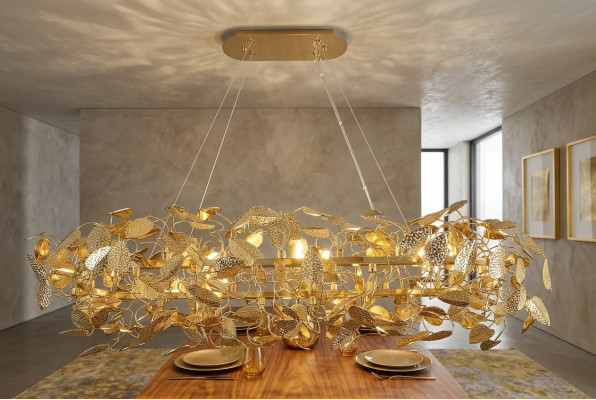 Lampe de plafond en or Lampe suspendue de salon Lampe de plafond Matériau en bronze