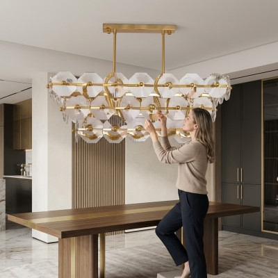 Lustre Lampe Suspension Moderne Lumière Cristal Éclairage Nouveau