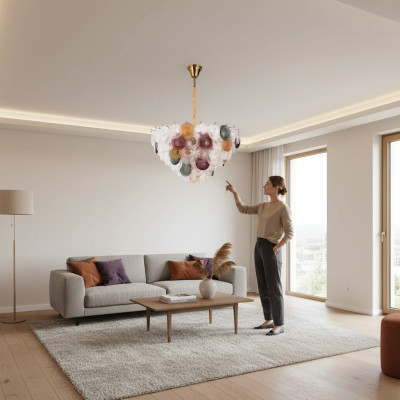 Lustre Style Moderne Abat-jour de Plafond en Cristal pour Salon
