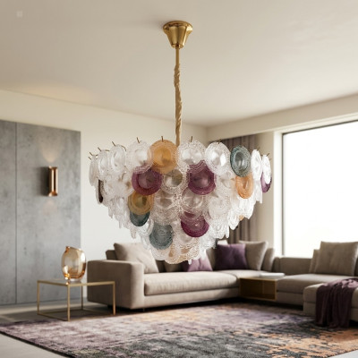 Lustre Style Moderne Abat-jour de Plafond en Cristal pour Salon