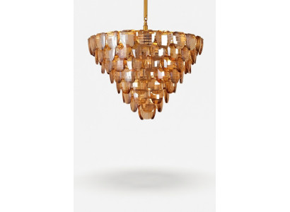 Lustre classique Lampe Salon doré Lumière de plafond en cristal