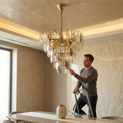 Lustre doré Lampe de plafond Luminaire Lampes Salon 50x58