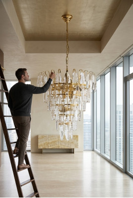 Lustre Luminaire Lampe Suspension Salon neuf Moderne doré