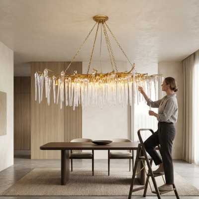 Lampe de plafond en verre Luminaire Plafonnier Salon Lampe Luminaire Tropical Cristal