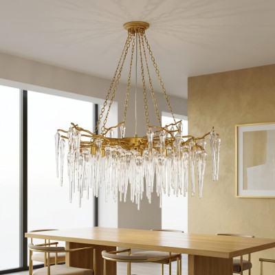 Lampe de plafond Salon Lampe de plafond Lampe en cristal Lampe Luminaire style or