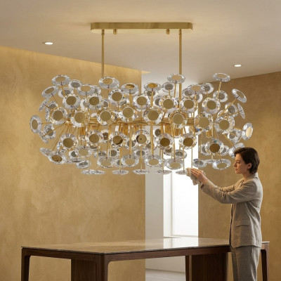 Lustre de luxe Style de salon moderne Lampe de chambre dorée