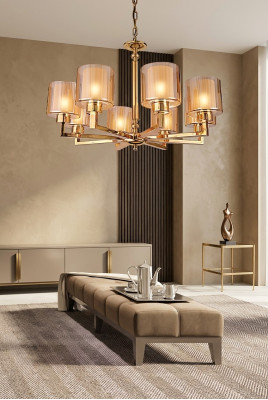 Lustre moderne de style plafonnier belle lampe or nouveau luxe.