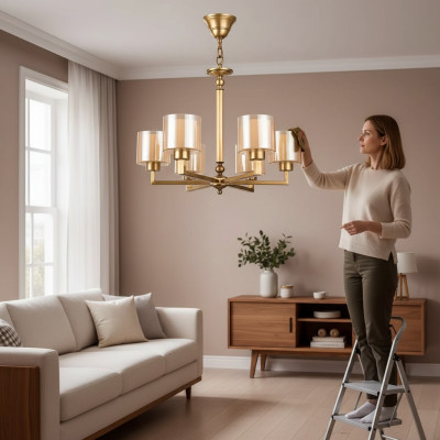 Lustre de plafond Abat-jour lumineux de plafond pour le salon en verre de luxe
