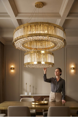 Lampe de plafond Salon Style Moderne Lustre de plafond Luxueux Lampe en Cristal