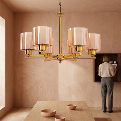 Lustre de luxe en verre pour salon lampe suspendue plafonnier.