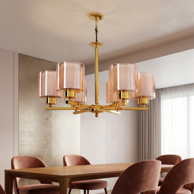 Lustre de luxe en verre pour salon lampe suspendue plafonnier.