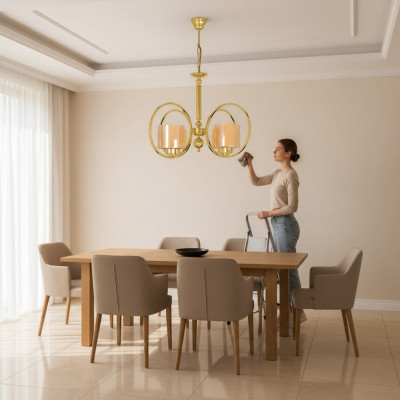 Lustre de plafond de couleur or luxueux en verre pour le salon