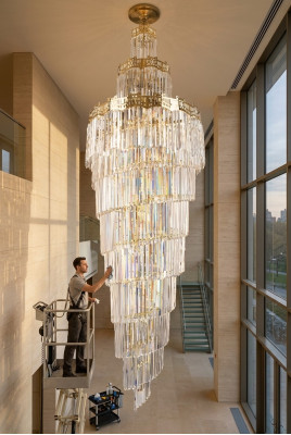 Lustre Plafonnier de luxe Design en cristal Luminaire Salon Lampe dorée
