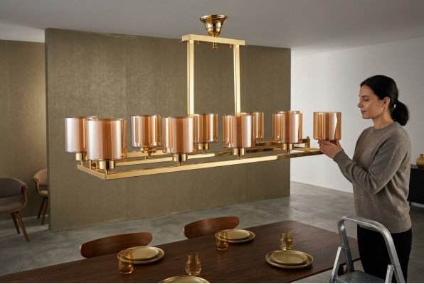 Lustre doré Plafonnier Suspension lustre ampoule