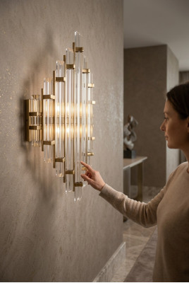 Applique murale Lampes murales Luminaires en cristal Salon de luxe en or