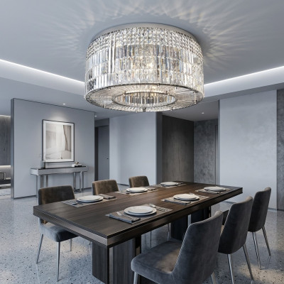 Lustre moderne designer 16 lumières pendentif chrome salon cristal