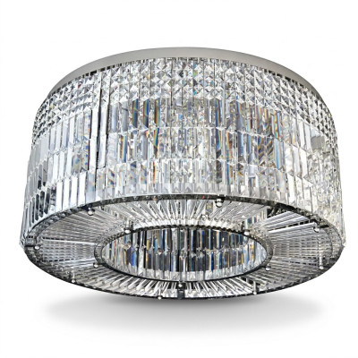 Lustre moderne designer 16 lumières pendentif chrome salon cristal