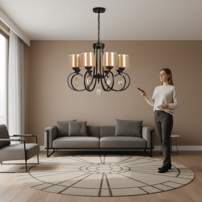 Lampe de plafond Lustre Lumière de plafond de salon Abat-jour en verre de luxe
