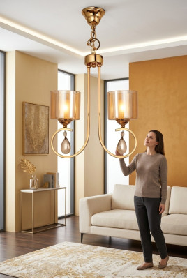 Lustre de plafond Moderne Suspension en verre Luminaire plafonnier Salon nouvelle luxe