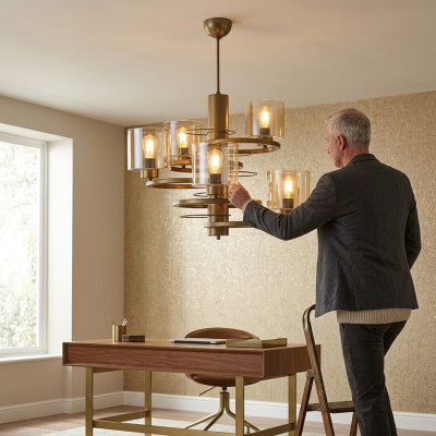 Lustre suspendu de plafond de luxe pour l'éclairage du salon en cristal neuf