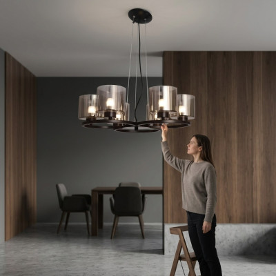 Lustre de plafond Luminaire Plafonnier Noir Verre lustre