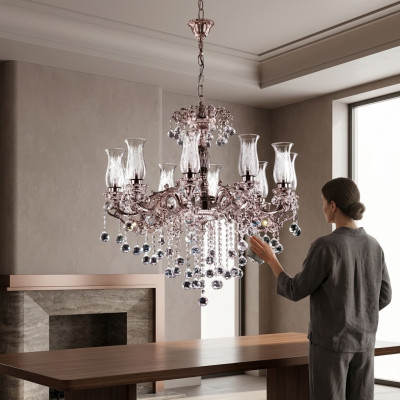 Chandelier classique Lustre Design Plafond Salon Lampe en cristal