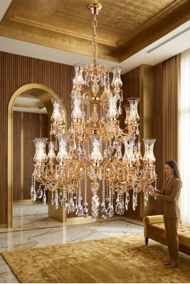 Lustre royal en cristal pour le salon, plafonnier luxueux