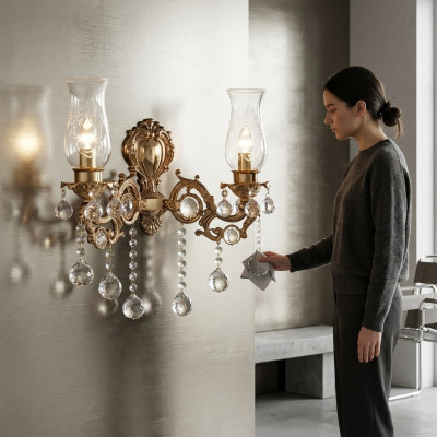 Applique murale Salon Luxe or Chambre Moderne Lustre Cristal