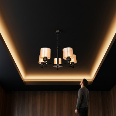 Plafonnier Loft Abat-jour en verre Lustre Lampe de plafond Luminaire suspendu pour salon 65x70