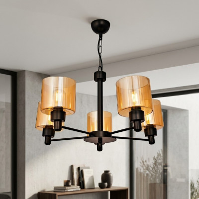 Plafonnier Loft Abat-jour en verre Lustre Lampe de plafond Luminaire suspendu pour salon 65x70