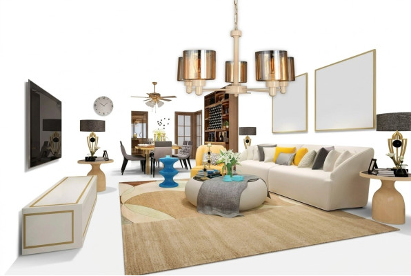 Plafonnier en métal design moderne Lampe suspendue pour salon Lustre Luminaire de plafond