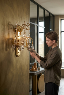 Applique murale dorée Lampes murales Lampes de salon Applique murale de luxe