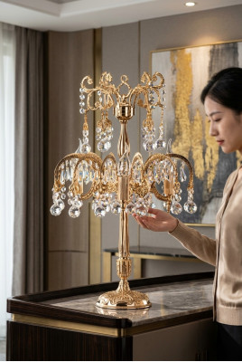 Lampe de table, classique de luxe en or, nouvelle lampe de chevet pour chambre à coucher