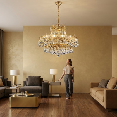 Suspension de luxe Hôtel Lampe Grand plafonnier 75x120cm Lustre