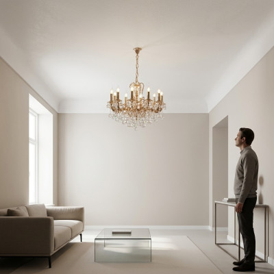 Lustre de luxe pour salon Suspension en verre Plafonnier Lustres sur pied