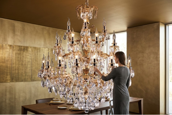 Lustre moderne Luminaire classique de luxe Salon Laiton Cristal