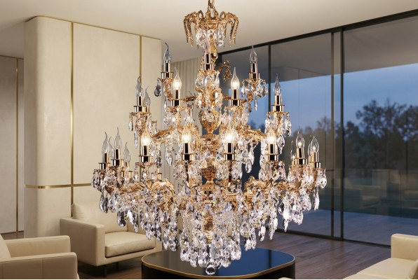 Lustre moderne Luminaire classique de luxe Salon Laiton Cristal