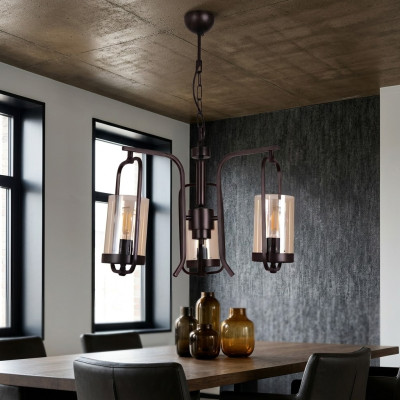 Loft Salon Lampe de plafond Lustre Verre Chambre Lampe suspendue noire