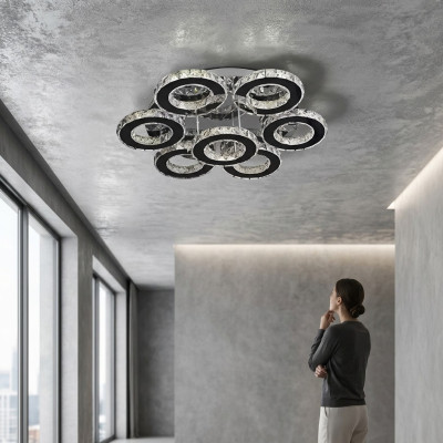 Lustre Plafonnier Lampe de plafond Salon Cristal neuf LED 65W
