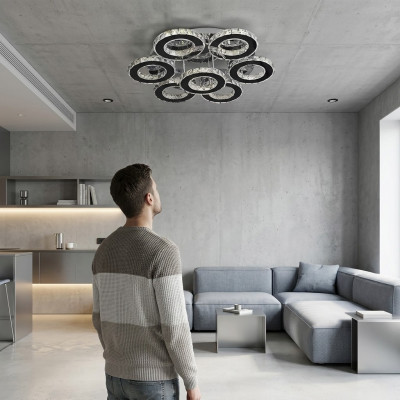 Lustre Plafonnier Lampe de plafond Salon Cristal neuf LED 65W