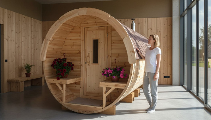 Sauna sauna tonneau sauna extérieur sauna de jardin 590 x Ø 2,27 m kit de tonneau sauna