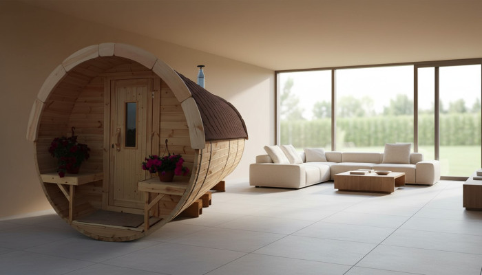 Sauna sauna tonneau sauna extérieur sauna de jardin 590 x Ø 2,27 m kit de tonneau sauna