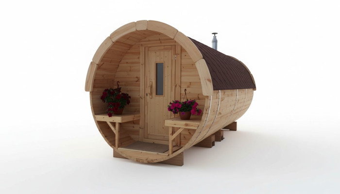 Sauna sauna tonneau sauna extérieur sauna de jardin 590 x Ø 2,27 m kit de tonneau sauna