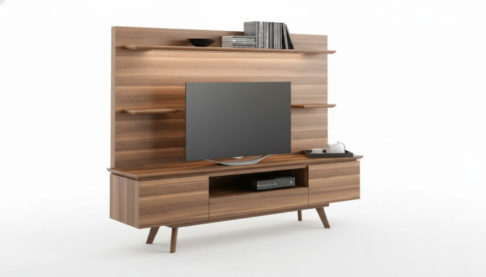 Étagères de luxe naturelles en noyer Mobilier moderne pour salon Étagères suspendues nouveaudevotre texte traduit apparaîtra ici
