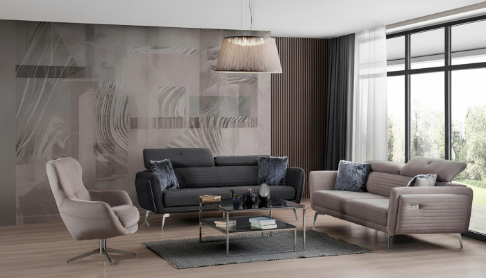 Ensemble de canapé Canapé Rembourrage Tissu Meubles Canapé Canapés 3+3+1 Groupe gris