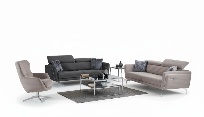 Ensemble de canapé Canapé Rembourrage Tissu Meubles Canapé Canapés 3+3+1 Groupe gris